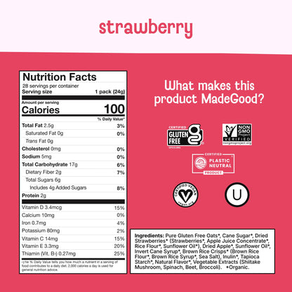 MadeGood Granola Bites Chocolate Chip & Strawberry Variety Pack (28 Count) Gluten Free and Organic Snacks