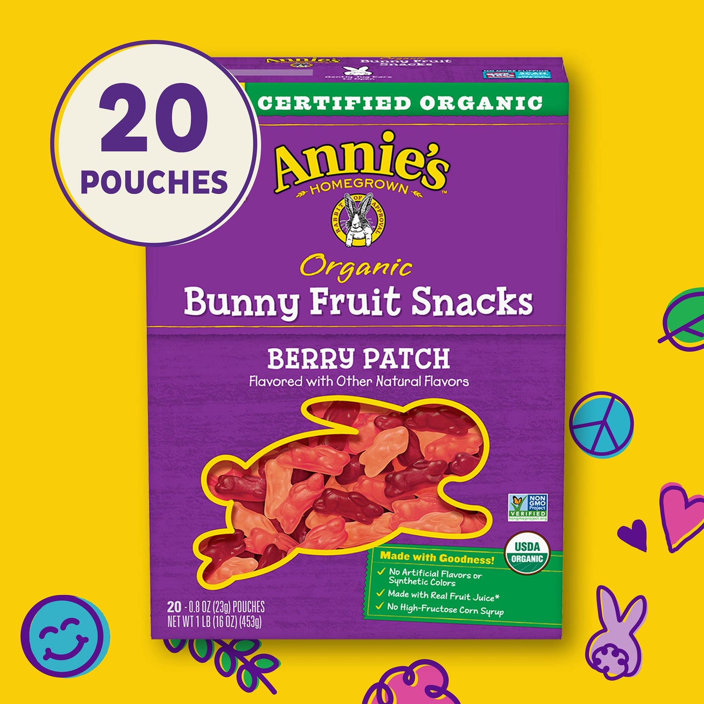 Annie's Organic Bunny Fruit Snacks, Variety Pack, Gluten Free Snack, 22 ct, 15.4 oz
