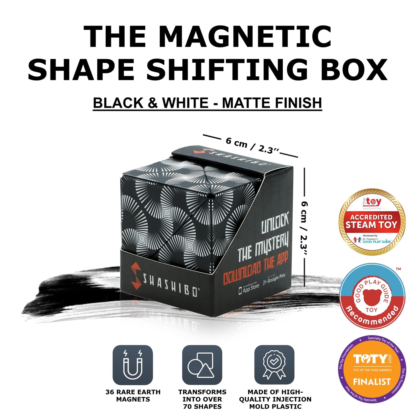 Shashibo Shape Shifting Box - Award-Winning STEM Fidget Toy with Ultra Strong Magnets - Puzzle Cube Transforms Into 100+ Shapes, Perfect Sensory Gift for Kids, Teens, and Adults (Spaced Out)