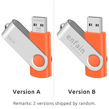 Enfain 16GB USB 2.0 Flash Drive 10 Pack | Swivel Thumb Drives with 31 Labels | Gift-Ready Packaging for Corporate Events, Office & Team Distributions (Black)