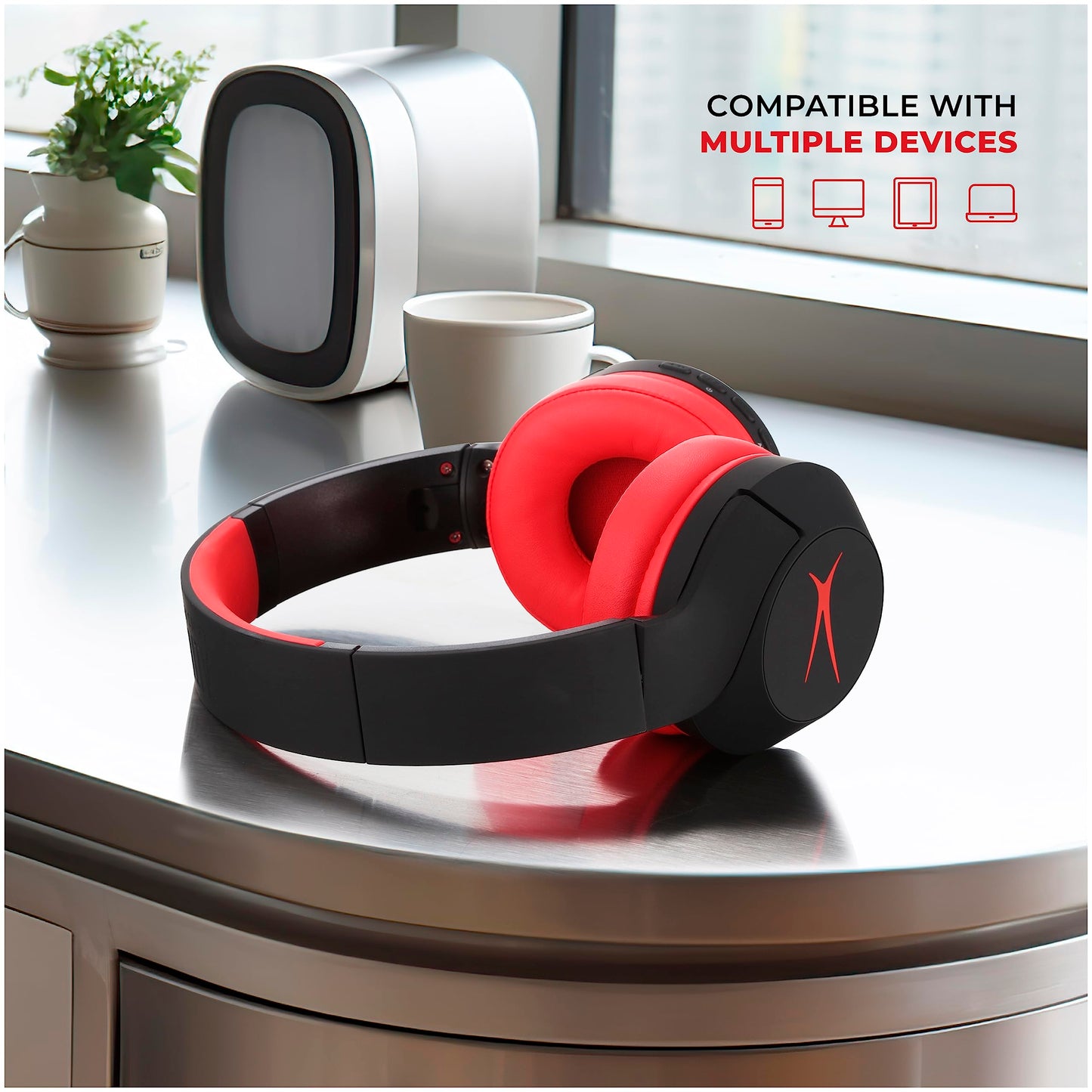 Altec Lansing Kid Safe Noise Cancelling Wireless Headphones 15H Battery, 85dB Volume Limit, Foldable Design Powerful Sound, Active Noise Cancellation Perfect for Kids Ages 7+ (Whiteout Pop Pink)