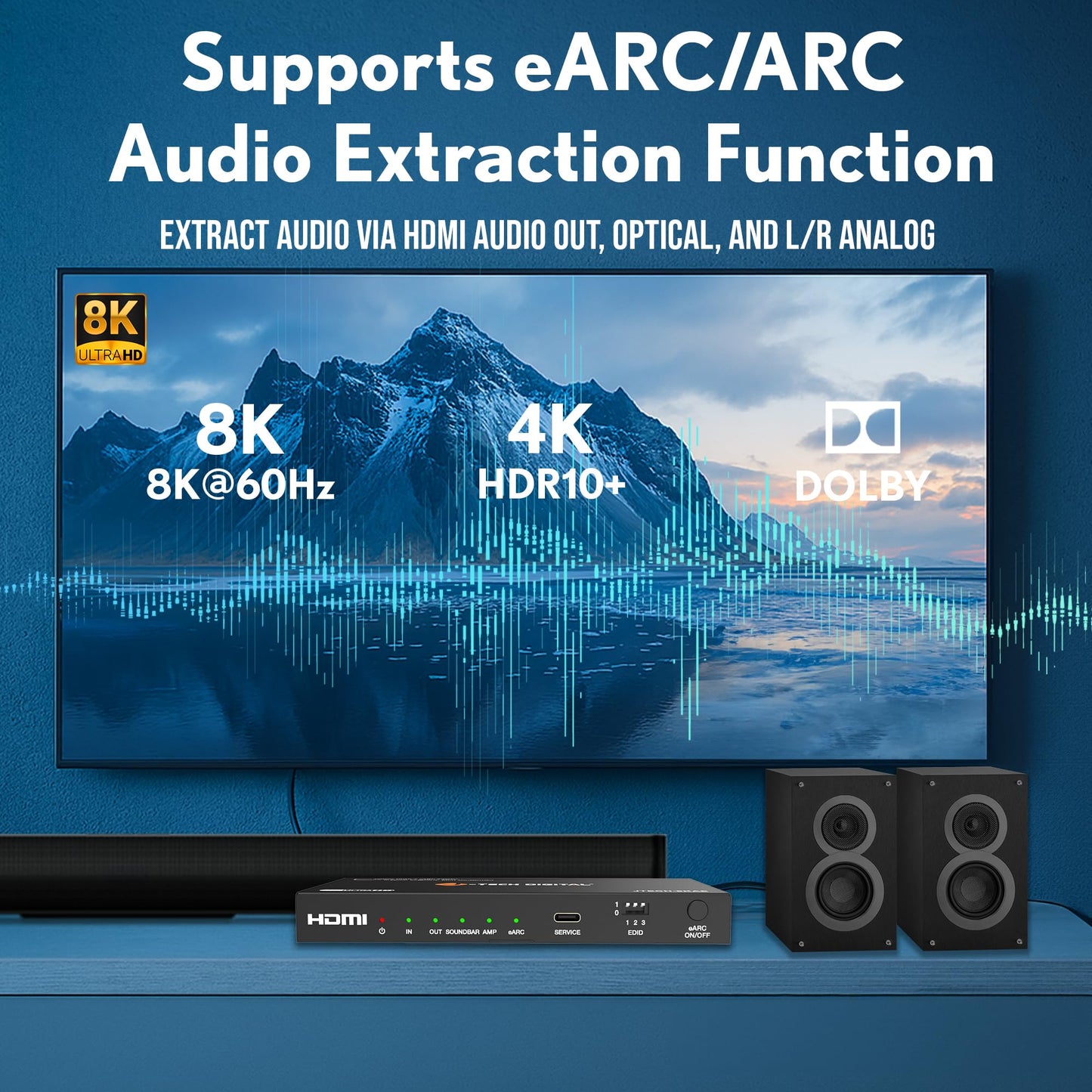 J-Tech Digital Premium Quality 1080P HDMI To HDMI + Audio (SPDIF + RCA Stereo) Audio Extractor Converter (JTDAT5CH)