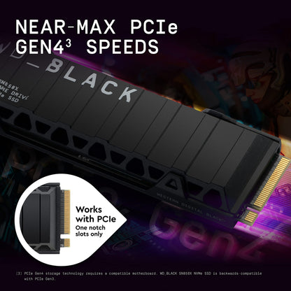 WD_BLACK SN850X 1TB NVMe SSD - M.2 2280, Up to 7,300 MB/s Read speeds, Up to 6,300 MB/s write speeds, Gaming Expansion, High Performance Internal Solid State Drive - WDS100T2X0E