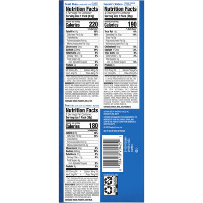 Lance Sandwich Crackers, Variety Pack, 3 Flavors, 20 Individually Wrapped Packs, 6 Sandwiches Each