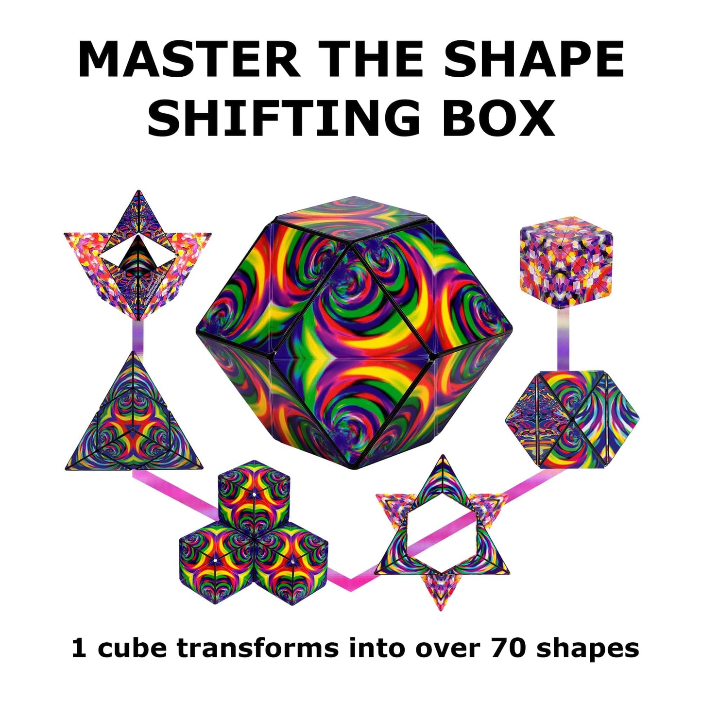 Shashibo Shape Shifting Box - Award-Winning STEM Fidget Toy with Ultra Strong Magnets - Puzzle Cube Transforms Into 100+ Shapes, Perfect Sensory Gift for Kids, Teens, and Adults (Spaced Out)