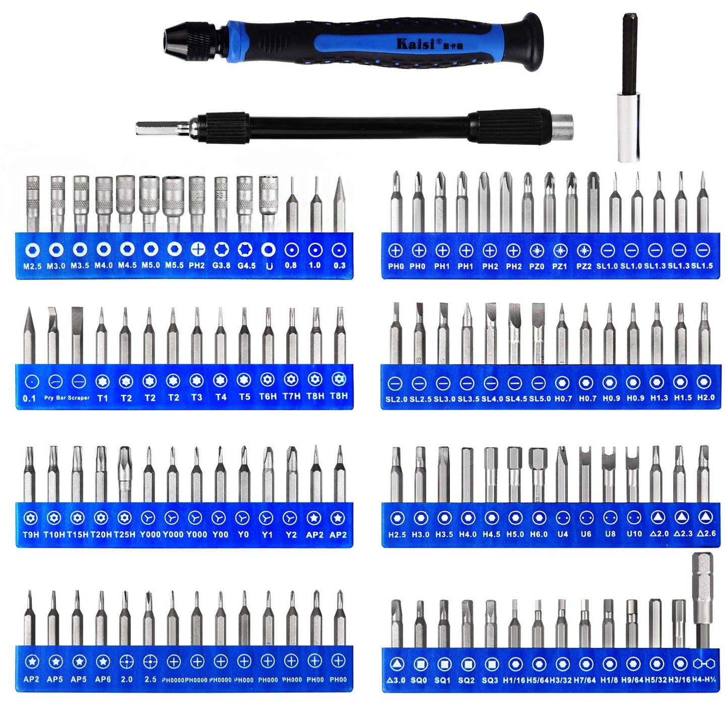 Kaisi Screwdriver Set 12-in-1 Portable Multi Bit Screwdriver All in One Screw Driver with Phillips,Flat Head,Torx Security,Hex and 1/4 Nut Driver for Outdoor and Daily Repair Tools