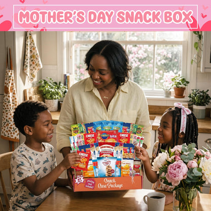 Snacks Variety Pack (40 Count) Mothers Day Snack Box - Snack Gift Basket for Mom, Grandma & Wife with Chips, Cookies & Bars - Care Package for College Students, Office Snacks & Birthdays