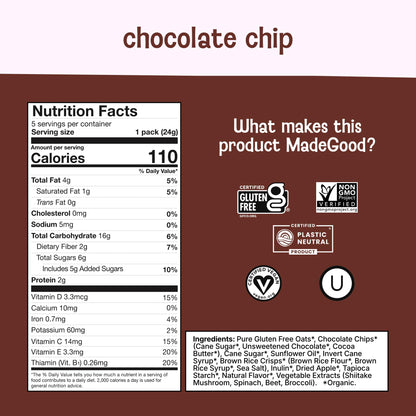MadeGood Organic Chocolate Chip Granola Bites, 5ct x 0.85oz