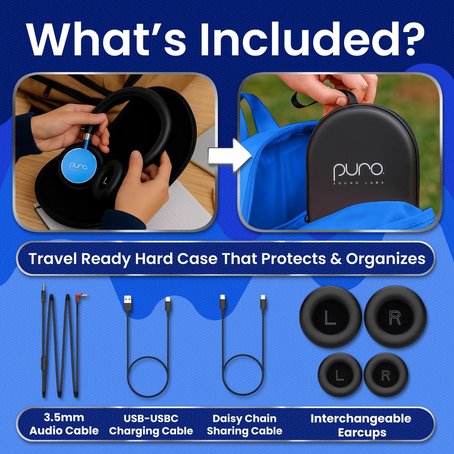 Puro Sound Labs Kids Wireless Headphones – Volume-Limiting 85dB, Built-in Mic, Studio-Grade Sound, 20-Hour Battery Life, Comfortable & Easy to Connect Kids Bluetooth Headphones – BT2200 Plus, Purple