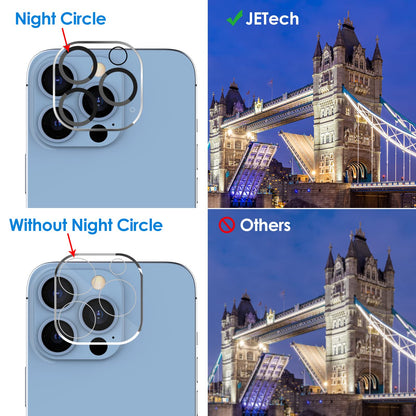 JETech Camera Lens Protector for iPhone 13 6.1-Inch and iPhone 13 mini 5.4-Inch, 9H Tempered Glass, HD Clear, Anti-Scratch, Case Friendly, Does Not Affect Night Shots, 3-Pack