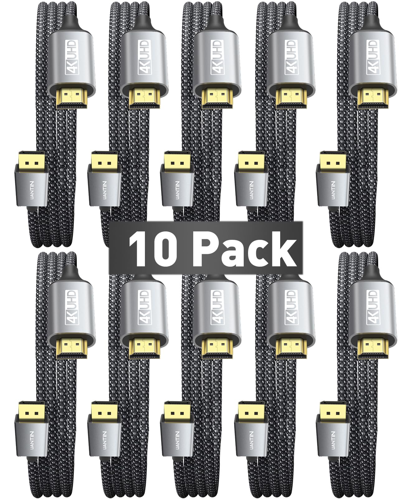 UANTIN 4K DisplayPort to HDMI Cable 6Ft, Uni-Directional Only, DP 1.2 (Source) to HDMI 1.4 (Display), 4K@30Hz, 2K@60Hz, Display Port Braided Cord for AMD, NVIDIA, Dell, Monitor