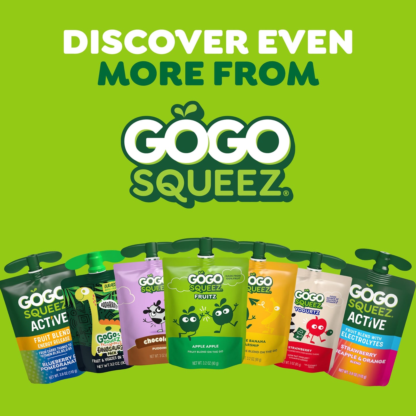 GoGo squeeZ Applesauce and Fruit Puree, Apple Banana, 3.2 oz (Pack of 48), Unsweetened Fruit Snacks for Kids, Gluten Free, Nut Free and Dairy Free, BPA Free Pouches (Packaging May Vary)