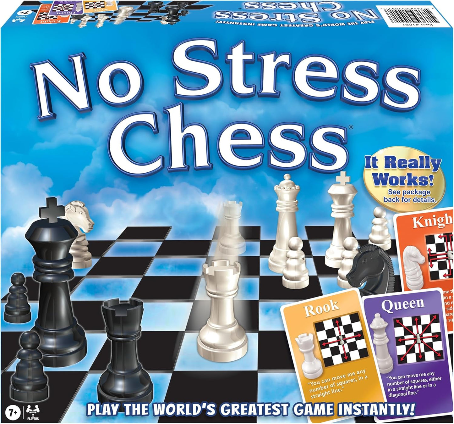 No Stress Chess by Winning Moves Games USA, Celebrating 20 Years as the Chess Teaching Game Using Innovative Action Cards, for 2 Players, Ages 7+ (1091)