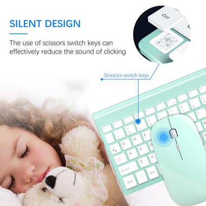 TopMate Wireless Keyboard and Mouse Ultra Slim Combo, 2.4G Silent Compact USB 2400DPI Mouse and Scissor Switch Keyboard Set with Cover, Batteries Included, for PC/Laptop/Windows/Mac - White
