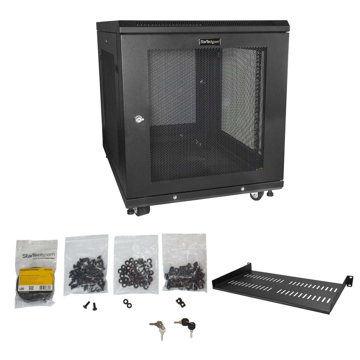 StarTech 18U Enterprise-Grade Server Rack Cabinet Kit, 19in Enclosed 4-Post Rack with Shelf and Cable Management, 29in (75cm) Mounting Depth, 992lb (450kg) Capacity