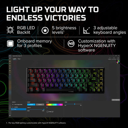 HyperX Alloy Origins 65 - Mechanical Gaming Keyboard – Compact 65% Form Factor - Linear Red Switch - Double Shot PBT Keycaps - RGB LED Backlit - NGENUITY Software Compatible,Black
