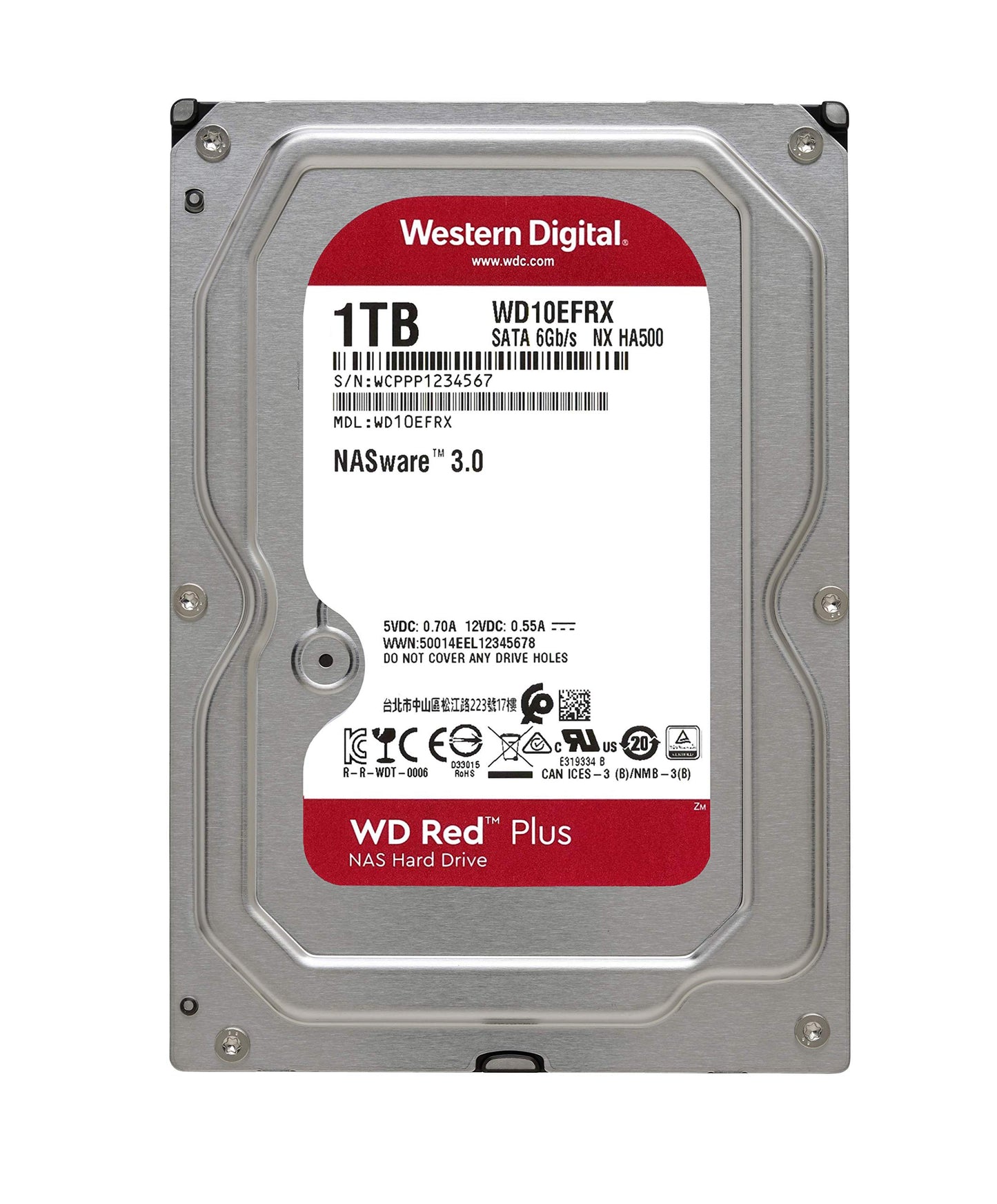 Western Digital 4TB WD Red Plus NAS Internal Hard Drive HDD - 5400 RPM, SATA 6 Gb/s, CMR, 128 MB Cache, 3.5" -WD40EFZX