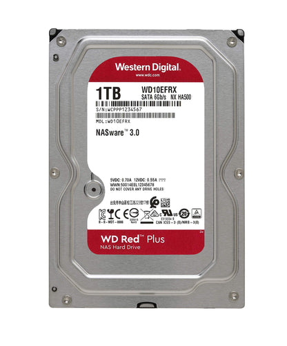 Western Digital 4TB WD Red Plus NAS Internal Hard Drive HDD - 5400 RPM, SATA 6 Gb/s, CMR, 128 MB Cache, 3.5" -WD40EFZX