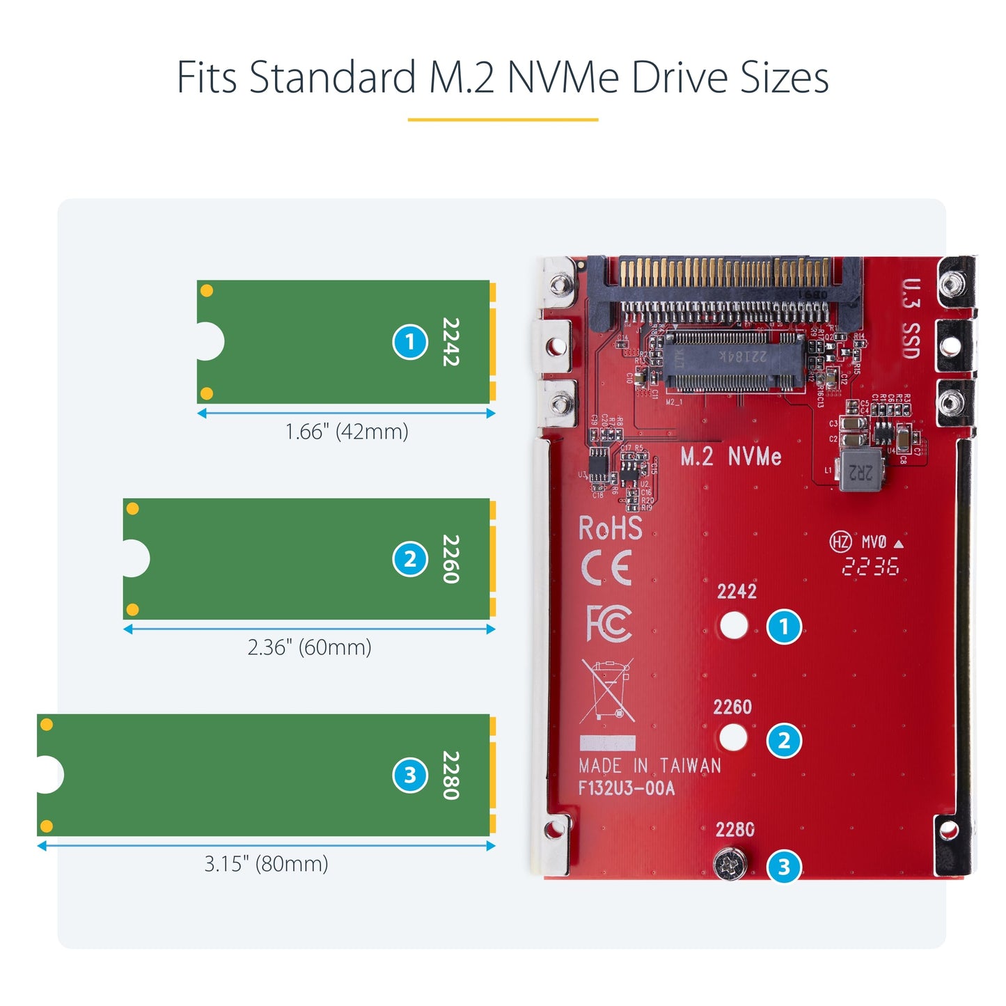 StarTech.com M.2. PCI-e NVMe to U.2 (SFF-8639) Adapter - Not Compatible with SATA Drives or SAS Controllers - For M.2 PCIe NVMe SSDs - PCIe M.2 Drive to U.2 Host Adapter - M2 SSD Converter, TAA
