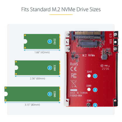StarTech.com M.2. PCI-e NVMe to U.2 (SFF-8639) Adapter - Not Compatible with SATA Drives or SAS Controllers - For M.2 PCIe NVMe SSDs - PCIe M.2 Drive to U.2 Host Adapter - M2 SSD Converter, TAA