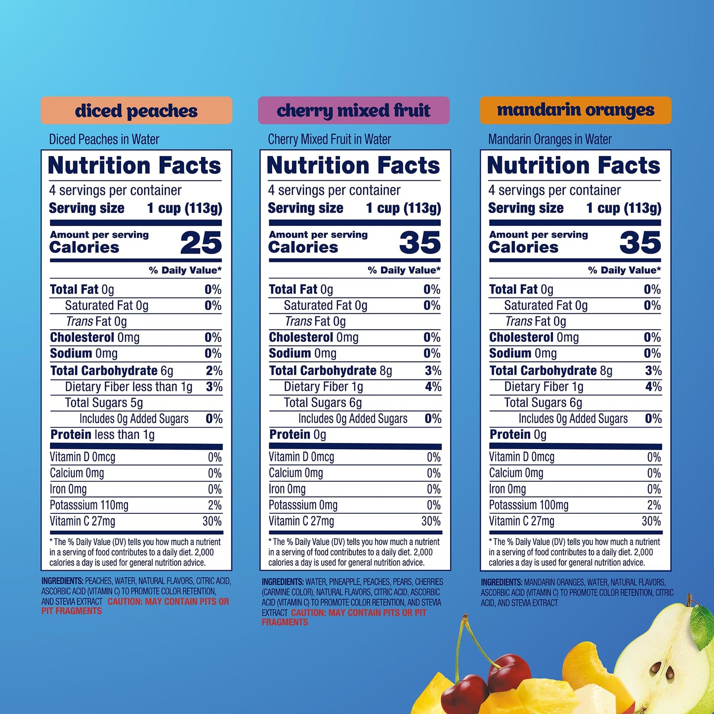 Dole Diced Peaches, Mandarin Oranges, and Cherry Mixed Fruit in 100% Juice Variety Pack - Dole Fruit Bowls Snacks - 4 oz Bowls - 12 Pack