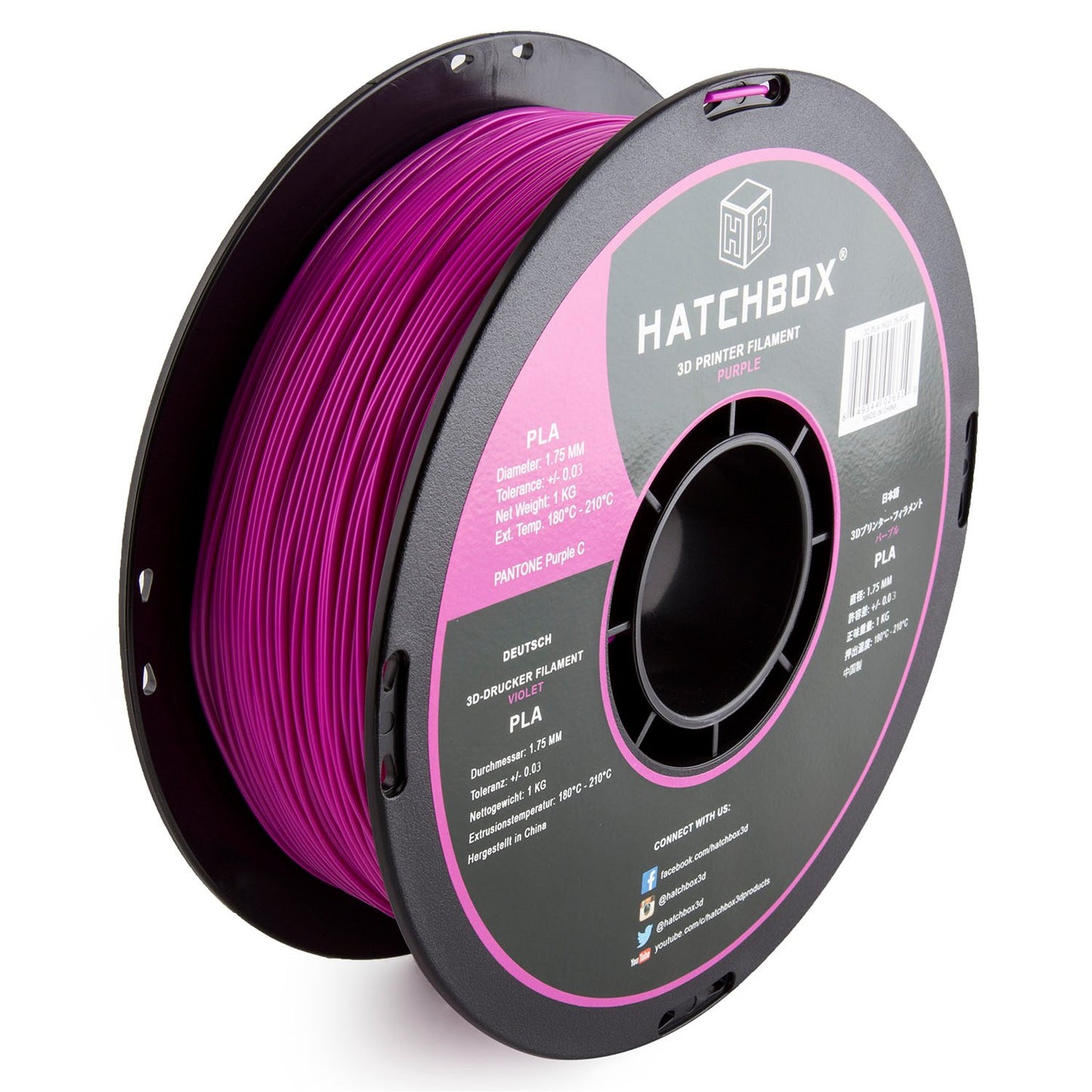 HATCHBOX 1.75mm Black PLA 3D Printer Filament, 1 KG Spool, Dimensional Accuracy +/- 0.03 mm, 3D Printing Filament