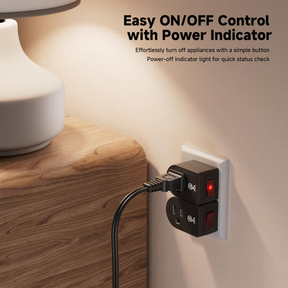 [ETL Listed] Cable Matters 3-Pack Grounded Outlet Switch with On Off, Plug Switch On Off, Single Outlet Adapter, Black