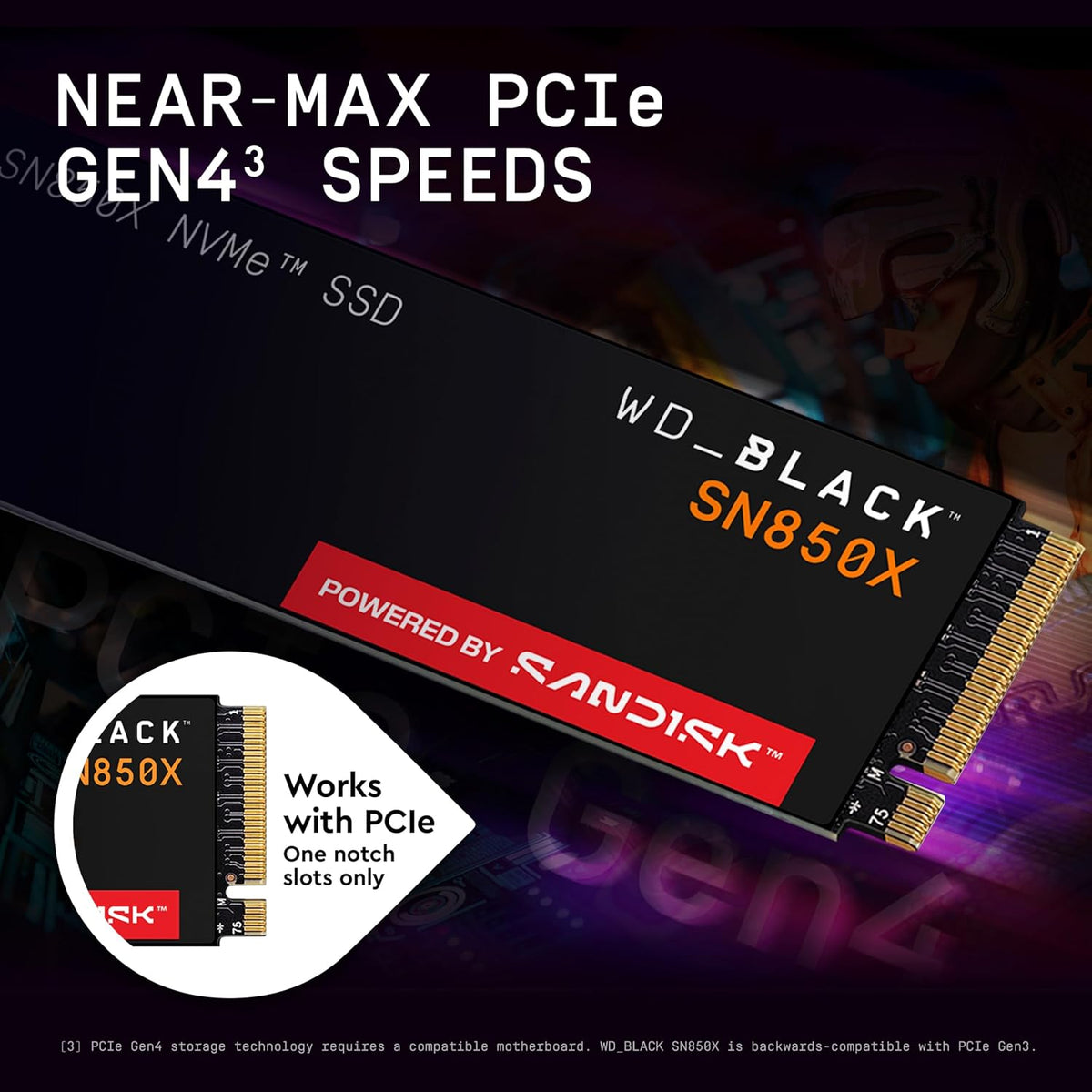 WD_BLACK SN850X 1TB NVMe SSD - M.2 2280, Up to 7,300 MB/s Read speeds, Up to 6,300 MB/s write speeds, Gaming Expansion, High Performance Internal Solid State Drive - WDS100T2X0E