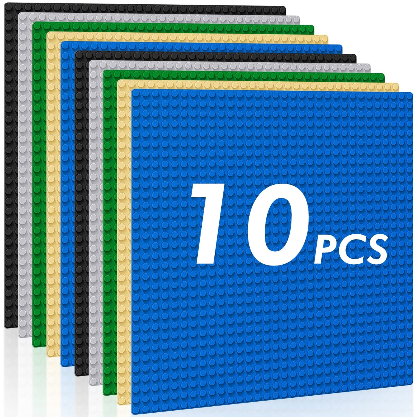 Pokiiulk Classic Gray Baseplates, 32x32 Studs Square Base Plates for Play or Display Bricks Creations, Compatible with Classic Legos, 10" x 10", Pack of 2, Perfect for City Streets, Castle, Mountains