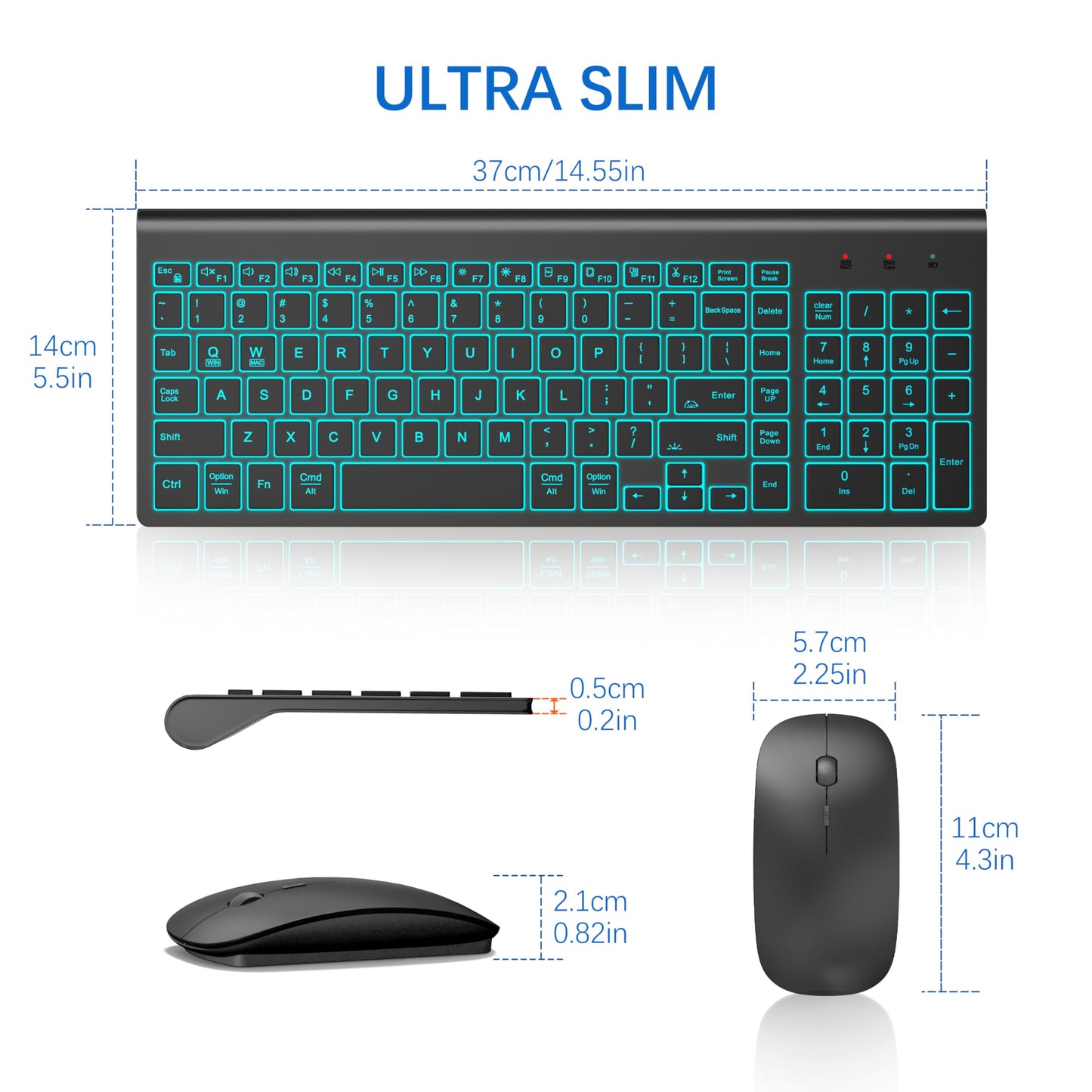 TopMate Wireless Keyboard and Mouse Ultra Slim Combo, 2.4G Silent Compact USB 2400DPI Mouse and Scissor Switch Keyboard Set with Cover, Batteries Included, for PC/Laptop/Windows/Mac - White
