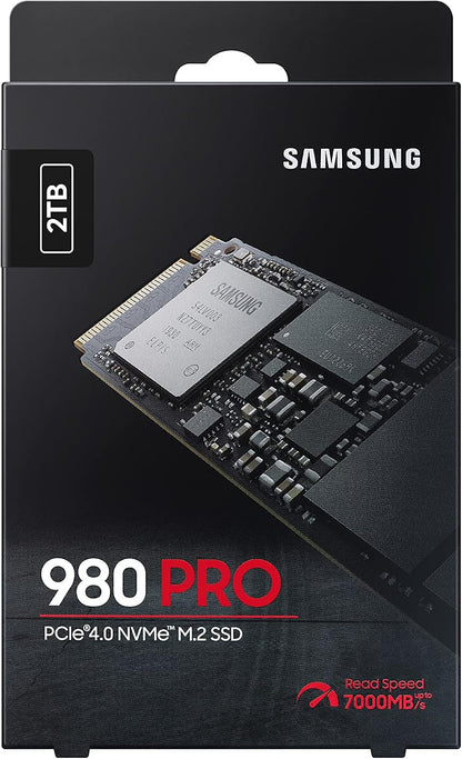 Samsung 980 PRO SSD 2TB PCIe NVMe Gen 4 Gaming M.2 Internal Solid State Drive Memory Card, Maximum Speed, Thermal Control MZ-V8P2T0B/AM