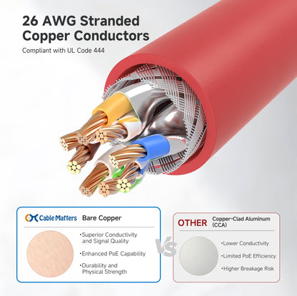 Cable Matters 10Gbps Snagless Shielded Cat 6A Ethernet Cable - 50ft, Cat 6A Cable, Cat6A Cord, Ethernet Cord, Black
