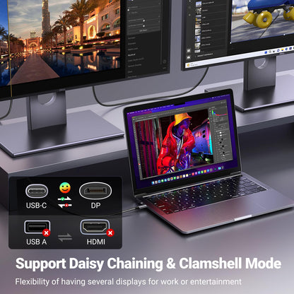UGREEN USB C to DisplayPort 1.4 Cable 8K@60Hz 4K@240Hz Unidirectional Thunderbolt 4/3 to DisplayPort Cord USB C to DP 32.4Gbps Compatible iPhone 17, MacBook Pro/Air, iPad, Mac Mini, Galaxy, XPS, 6.6FT