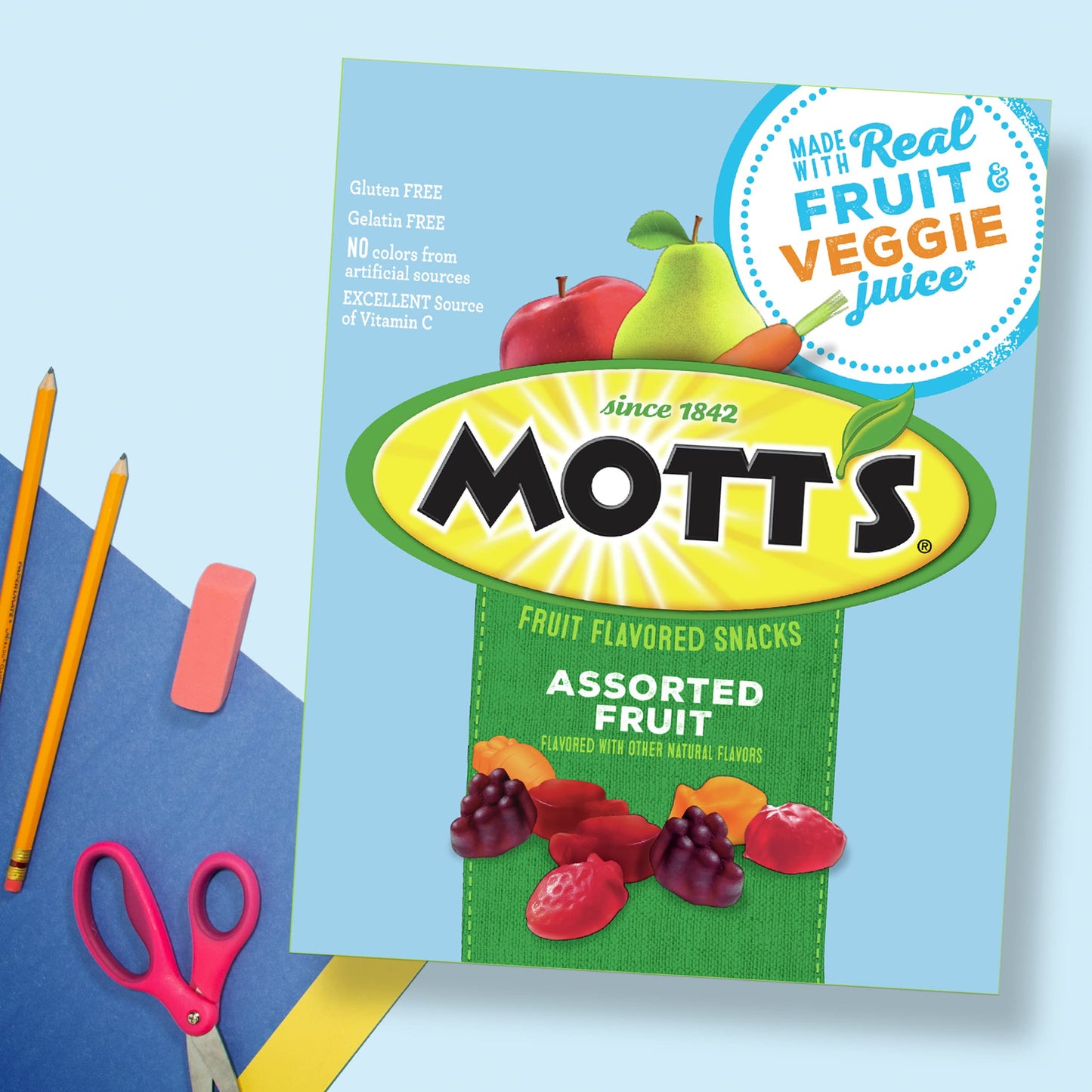 Mott's Fruit Flavored Snacks, Assorted Fruit, Gluten Free Snack, Value Pack, 22 Pouches, 17.6 oz (Pack of 6)