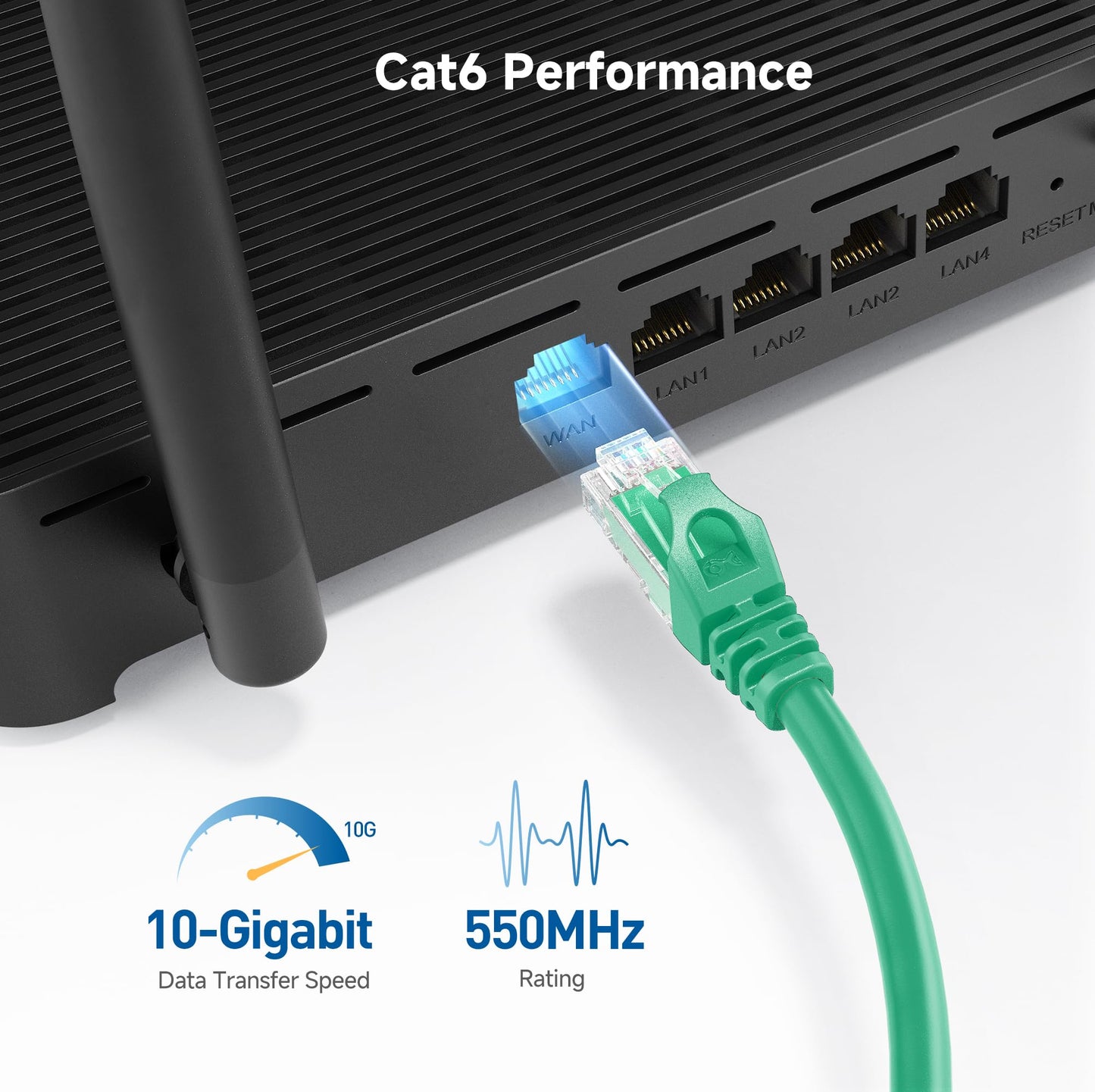 Cable Matters 10Gbps Snagless Cat 6 Ethernet Cable - 20ft, Cat 6 Cable, Cat6 Cord, Ethernet Cord, Black