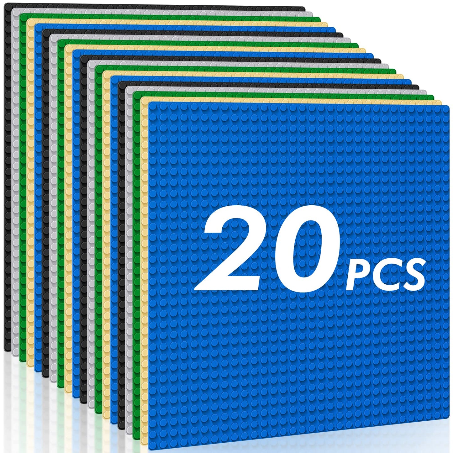Pokiiulk Classic Gray Baseplates, 32x32 Studs Square Base Plates for Play or Display Bricks Creations, Compatible with Classic Legos, 10" x 10", Pack of 2, Perfect for City Streets, Castle, Mountains