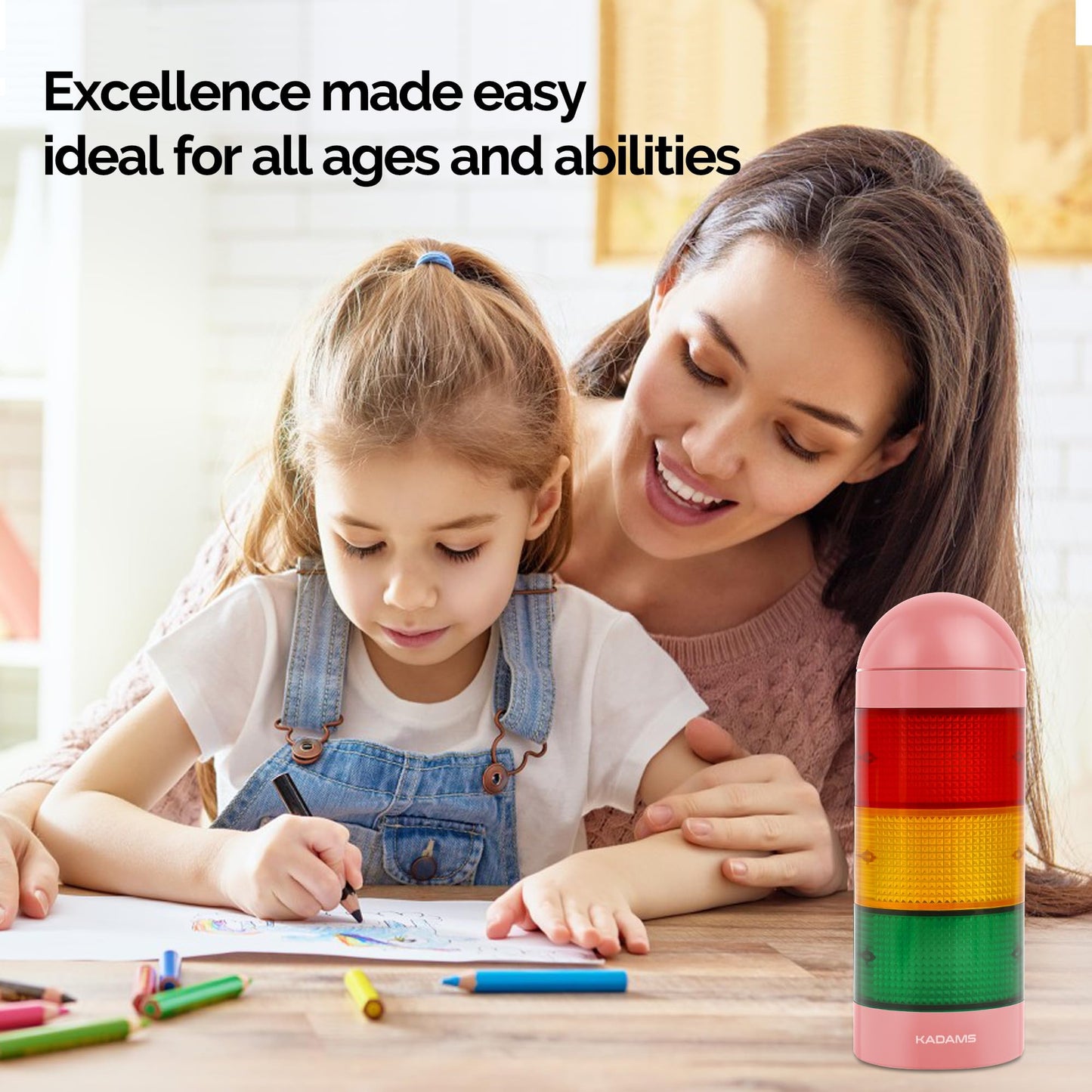 KADAMS Visual Timer for Kids with Audio Pre-Alarm - Traffic Light Alarm for Kids Toddler Teachers Classroom Home Time Management Tool 24hr Countdown Pause Memory Function