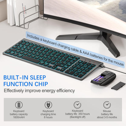 TopMate Wireless Keyboard and Mouse Ultra Slim Combo, 2.4G Silent Compact USB 2400DPI Mouse and Scissor Switch Keyboard Set with Cover, Batteries Included, for PC/Laptop/Windows/Mac - White