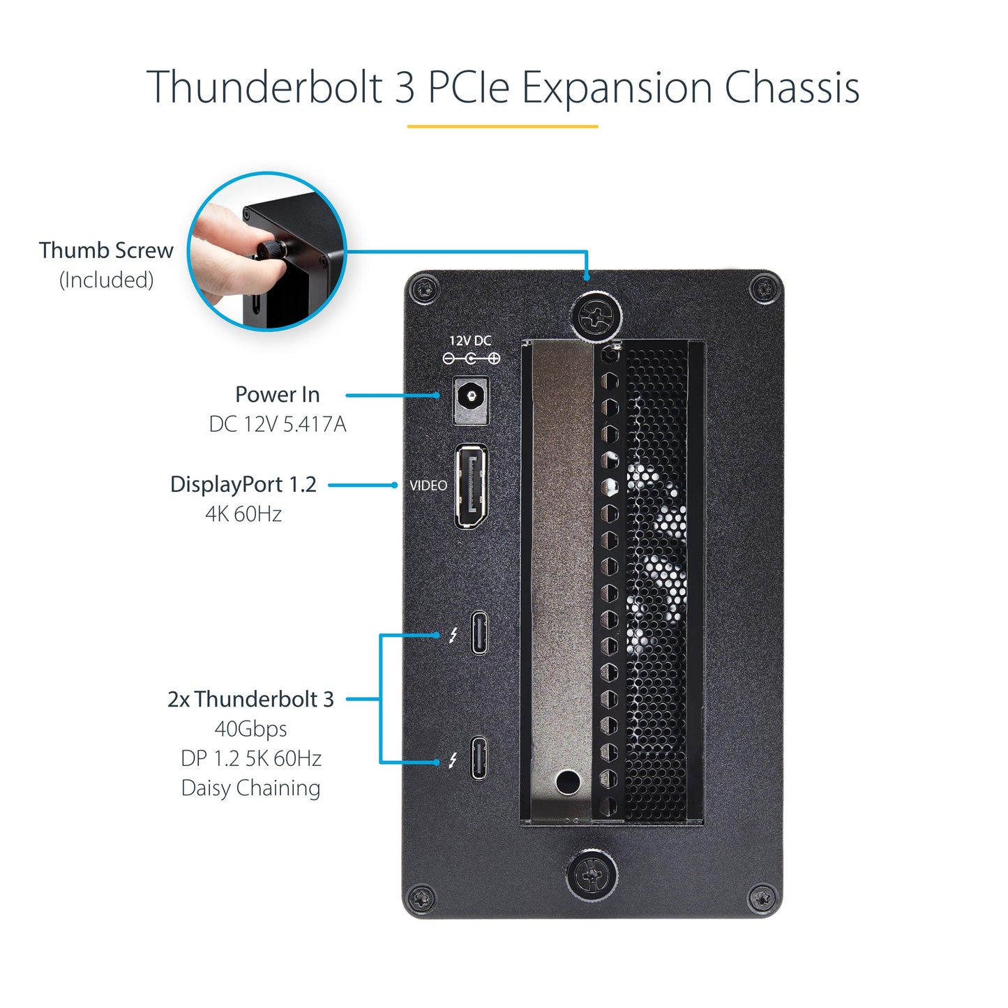 StarTech Thunderbolt 3 PCIe Expansion Chassis, External Enclosure With One PCI Express Slot for Laptops / Desktops, TAA