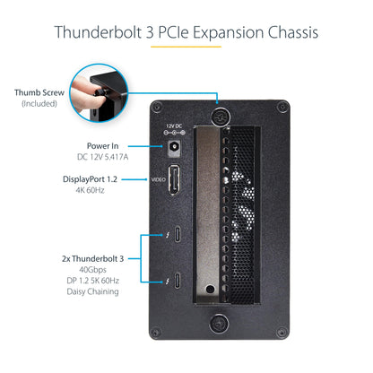 StarTech Thunderbolt 3 PCIe Expansion Chassis, External Enclosure With One PCI Express Slot for Laptops / Desktops, TAA