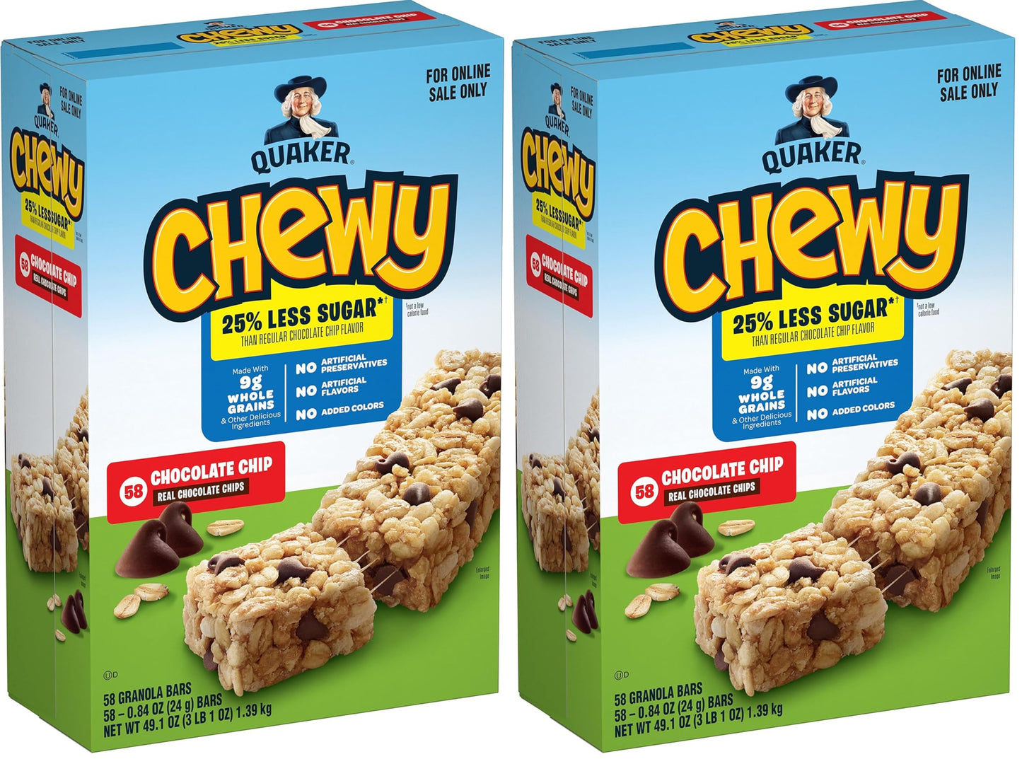 Quaker Chewy Granola Bars, Chewy & Dipps Variety Pack, (58 Bars), Whole Grains, No Artificial Flavors, No Added Colors