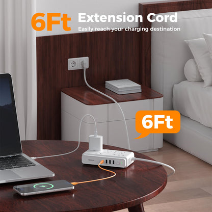 TESSAN Voltage Converter US to Europe, 220 to 110 Voltage Converter, Universal Travel Adapter with 4 USB Ports (1 USB C), 3 AC and EU UK AU IT in ZA Plug Power Adapter, Step Down Transformer, 4 FT