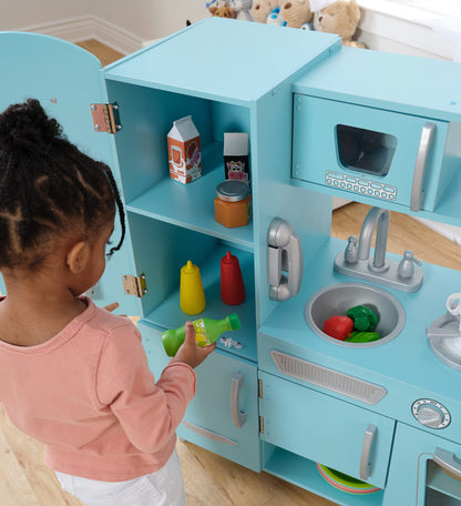 KidKraft Vintage Wooden Play Kitchen with Pretend Ice Maker and Play Phone, White