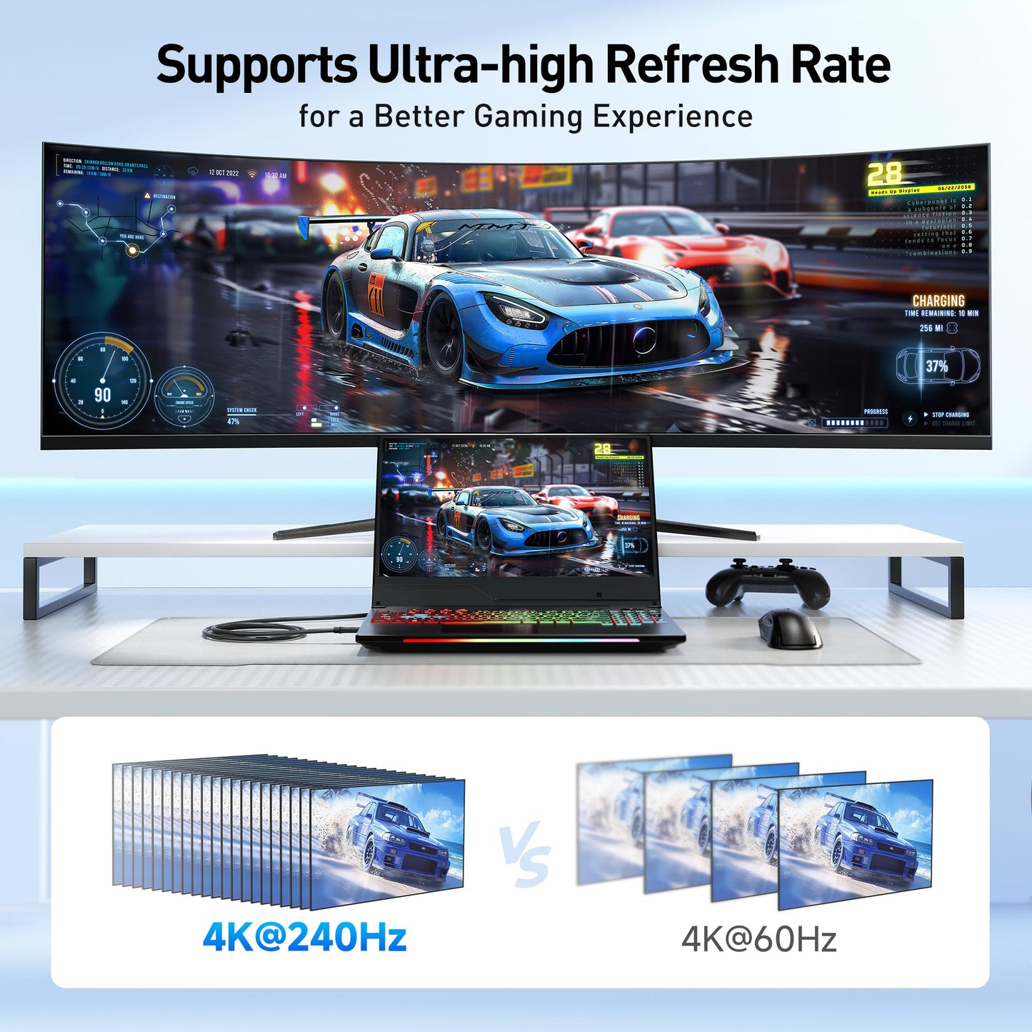 Cable Matters Unidirectional USB C to DisplayPort 1.4 Cable - 6ft, Support 8K@60Hz / 4K@240Hz, Thunderbolt 4 to DisplayPort Cable, Display Port to USB C, Black - Not for Portable USBC Monitor