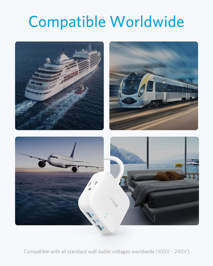 Anker Power Strip with USB-C, 30W PowerPort Strip PD 2 Mini with 2 Outlets & 3 USB (18W USB-C), 5 ft Cord, Flat Plug, high-Speed Charge to Phones, Tablets, for Hotel, Dorm Room, Cruise Ship and Home