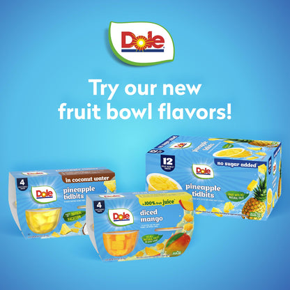 Dole Fruit Bowls Mixed Fruit in 100% Juice Snacks, 7oz 12 Total Cups, Gluten & Dairy Free, Bulk Lunch Snacks for Kids & Adults