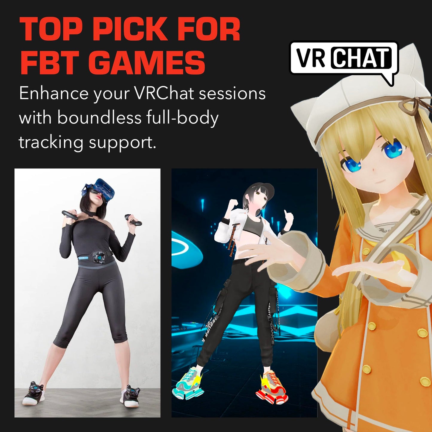 Rebuff Reality Trackstraps for Vive Tracker - Adjustable VR Full Body Tracking Straps, VR Chat Motion Capture, Compatible with Vive Tracker 3.0 2.0 Ultimate, Tundra, (Tracker Sold Separately) Black