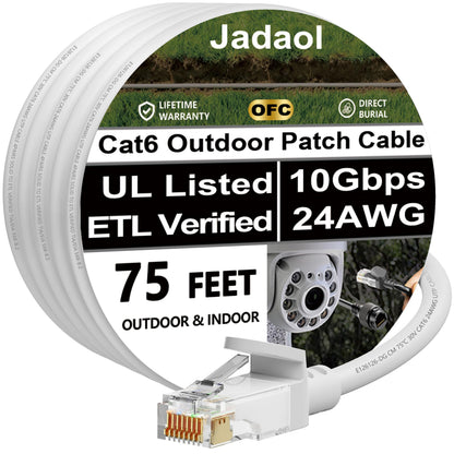 Jadaol Cat 6 Ethernet Cable 50 ft, 10Gbps Support Cat8 Cat7 Network, Flat RJ45 LAN Patch Cable, High-Speed Wired Internet Cable for Router, Modem, Switch, Gaming Consoles, PC, Streaming Devices, White