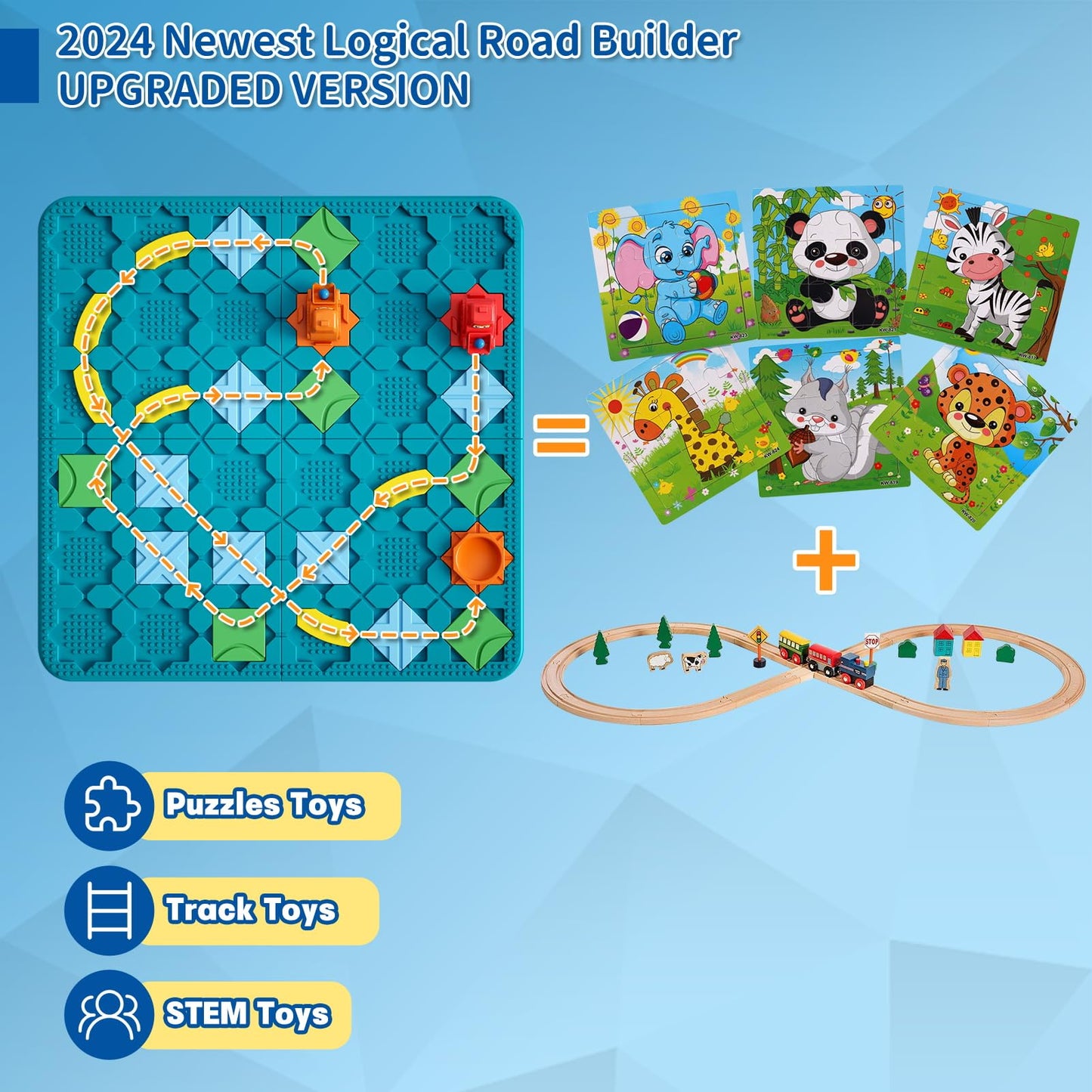 Brain Stem Activity Logic Kits, Board Teaser Games & Puzzles Toys with 200+ Challenges, 4 Difficulty Levels for Kids Ages 3-10, Educational Learning Maze Games for Toddlers