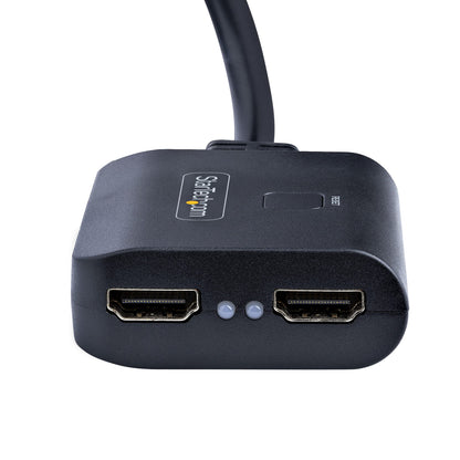StarTech.com 4K HDMI Splitter 1 In 2 Out - 4K 30Hz HDMI 1.4 2 Port Video Splitter Box -with high speed HDMI cable, USB power cable - Black (ST122HD4KU)